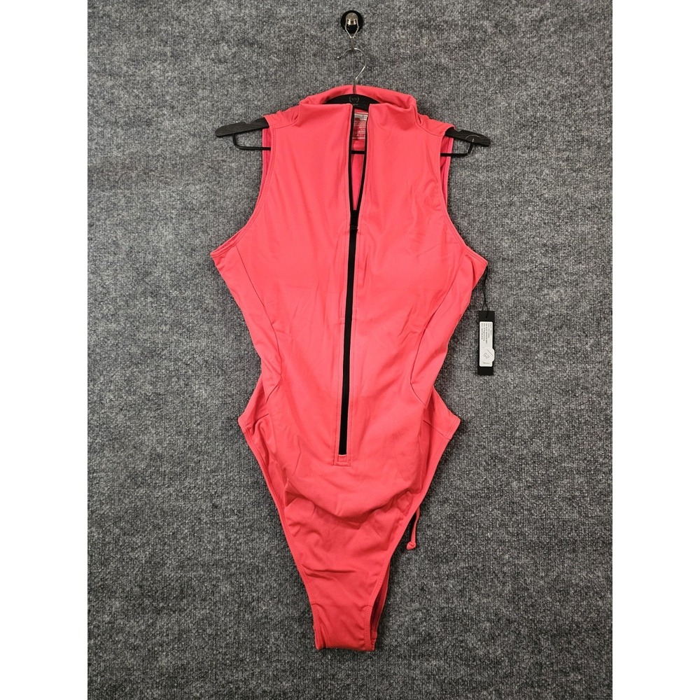 TA3 Highcut Sleeveless Surfy One‎ Piece Swimsuit Size 2X Reg/Long Hot Coral